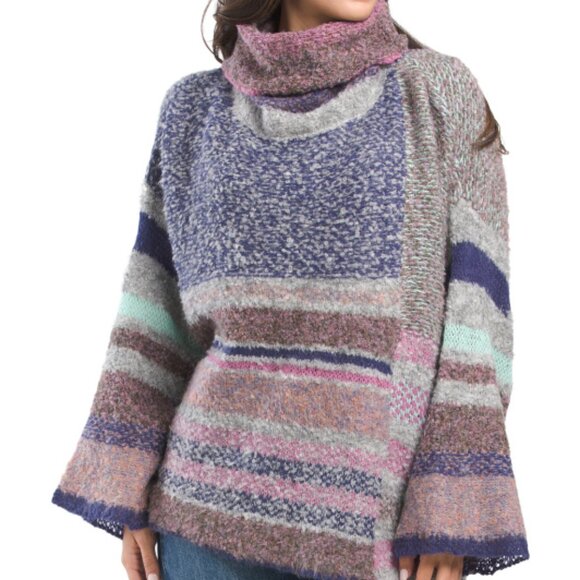 new Rain + Rose Amber Boucle Color Block Sweater